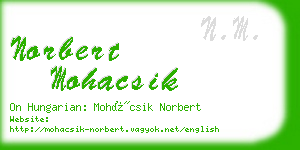 norbert mohacsik business card